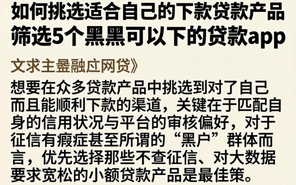 如何挑选适合自己的下款贷款产品，筛选5个黑户可以下的贷款app