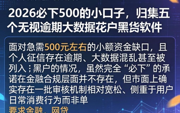 2026必下500的小口子,归集五个无视逾期大数据花户黑户软件