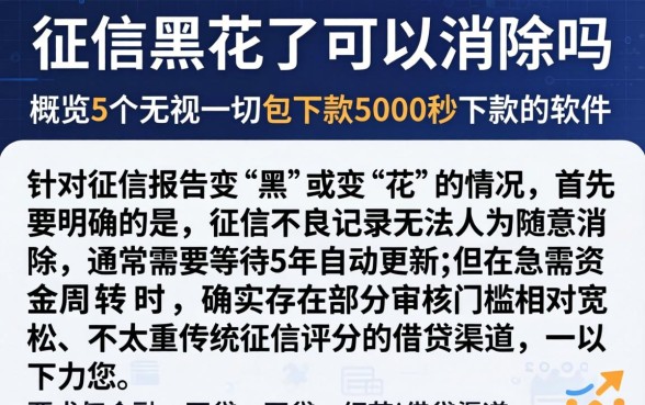 征信黑花了可以消除吗，概览5个无视一切包下款5000秒下款的软件