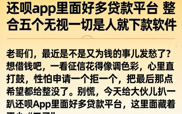 还呗app里面好多贷款平台，整合五个无视一切是人就下款软件