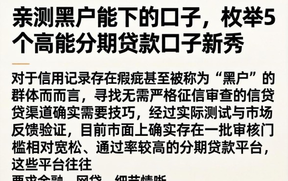 亲测黑户能下的口子,枚举5个高能分期贷款口子新秀