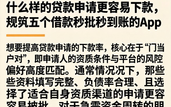 什么样的贷款申请更容易下款，规整五个借款秒批秒到账的app