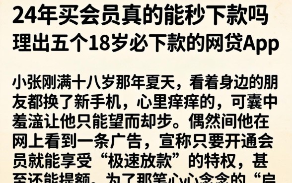 24年买会员真的能秒下款吗，理出五个18岁必下款的网贷app