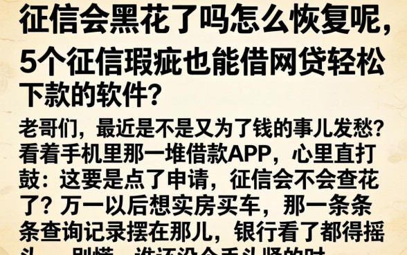 征信会黑花了吗怎么恢复呢,详细阐述5个征信瑕疵也能借网贷轻松下款的软件