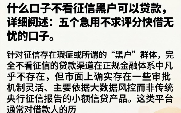 什么口子不看征信黑户可以贷款,详细阐述五个急用不求评分快借无忧的口子