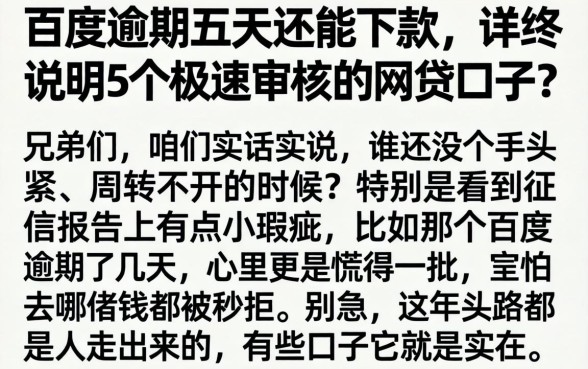 百度逾期五天还能下款，详尽说明5个极速审核的网贷口子