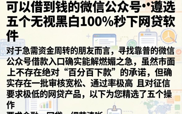 可以借到钱的微信公众号,遴选五个无视黑白100%秒下网贷软件