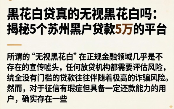 黑花白贷真的无视黑花白吗,揭秘5个苏州黑户贷款5万的平台