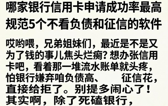 哪家银行信用卡申请成功率最高，规整5个不看负债和征信的软件
