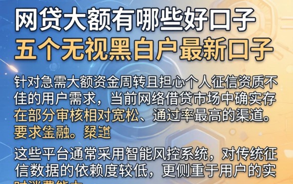 网贷大额有哪些好口子,概括五个无视黑白户最新口子