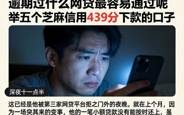 逾期过什么网贷最容易通过呢,枚举五个芝麻信用439分下款的口子