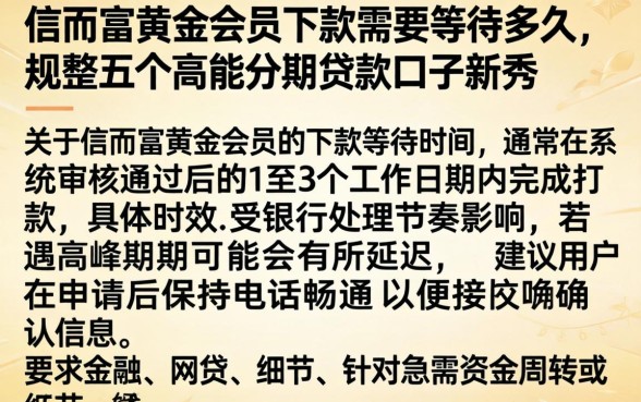 信而富黄金会员下款需要等待多久，规整五个高能分期贷款口子新秀
