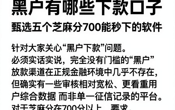 黑户有哪些下款口子,甄选五个芝麻分700能秒下的软件