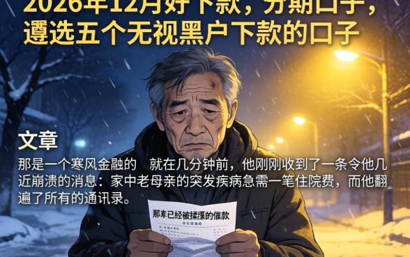 2026年12月好下款的分期口子，遴选五个无视黑户下款的口子