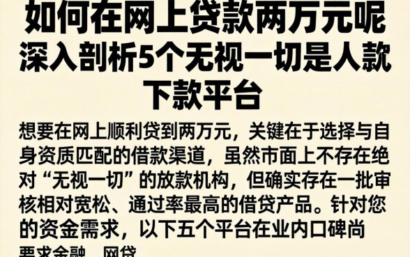 如何在网上贷款两万元呢，深入剖析5个无视一切是人就下款平台