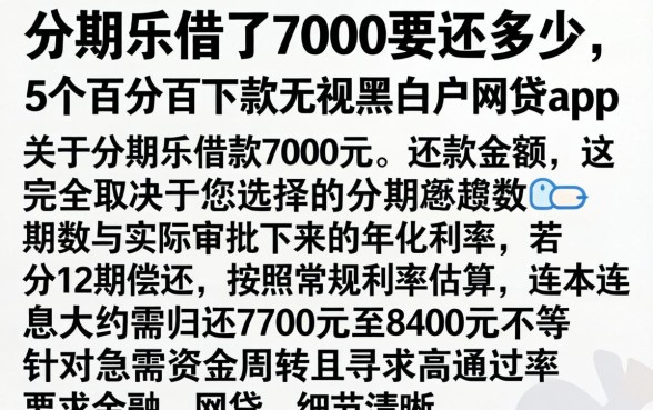 分期乐借了7000要还多少,详细阐述5个百分百下款无视黑白户网贷app