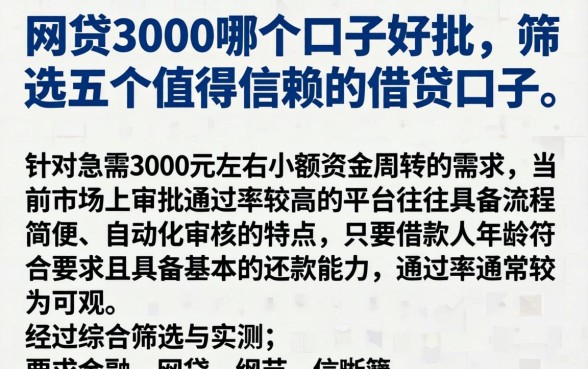 网贷3000哪个口子好批，筛选五个值得信赖的借贷口子