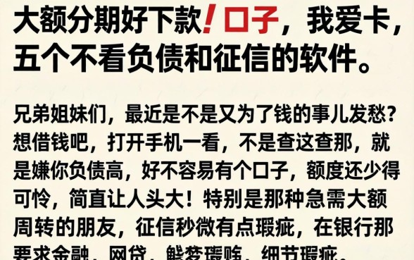 大额分期好下款的口子 我爱卡，详细阐述五个不看负债和征信的软件