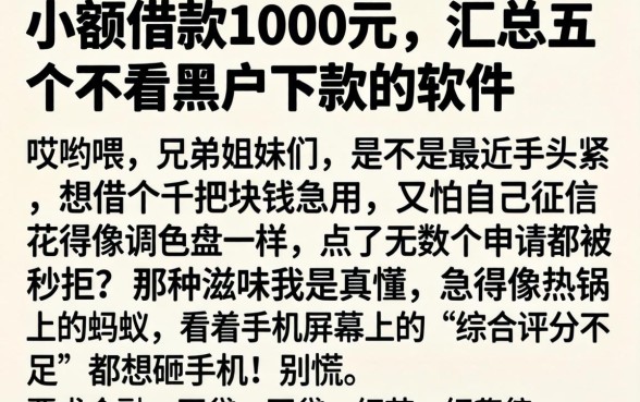 小额借款1000元，汇总五个不看黑户下款的软件