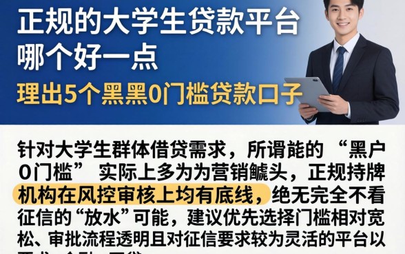 正规的大学生贷款平台哪个好一点，理出5个黑户0门槛贷款口子