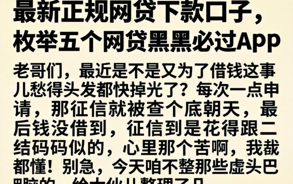 最新正规网贷下款口子，枚举五个网贷黑户必过app