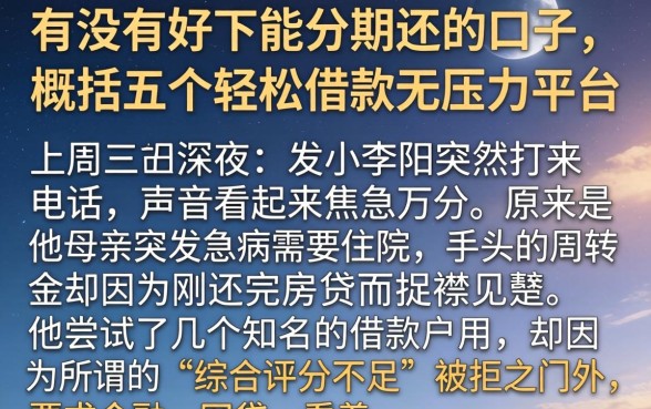 有没有好下能分期还的口子，概括五个轻松借款无压力平台