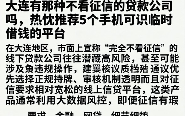 大连有那种不看征信的贷款公司吗,热忱推荐5个手机可以临时借钱的平台