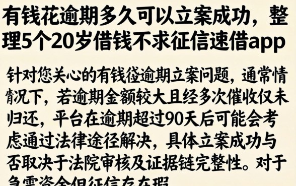 有钱花逾期多久可以立案成功，整理5个20岁借钱不求征信速借app