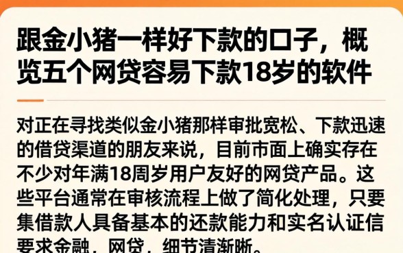 跟金小猪一样好下款的口子,概览五个网贷容易下款18岁的软件