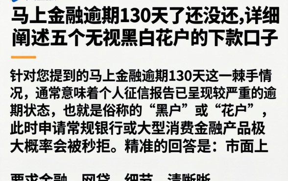 马上金融逾期130天了还没还，详细阐述五个无视黑白花户的下款口子