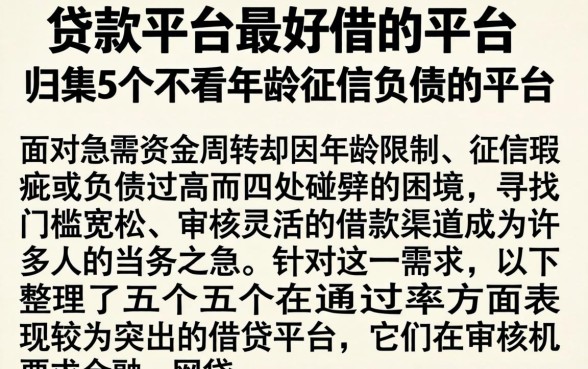 贷款平台最好借的平台,归集5个不看年龄征信负债的平台