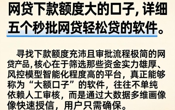 网贷下款额度大的口子,详细阐述五个秒批网贷轻松贷的软件