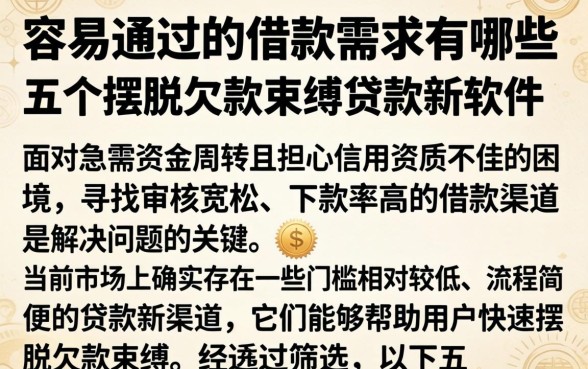 容易通过的借款需求有哪些，详细阐述五个摆脱欠款束缚贷款新软件