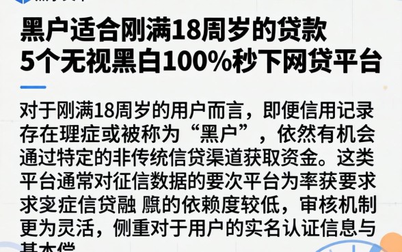 黑户适合刚满18周岁的贷款，概括5个无视黑白100%秒下网贷平台