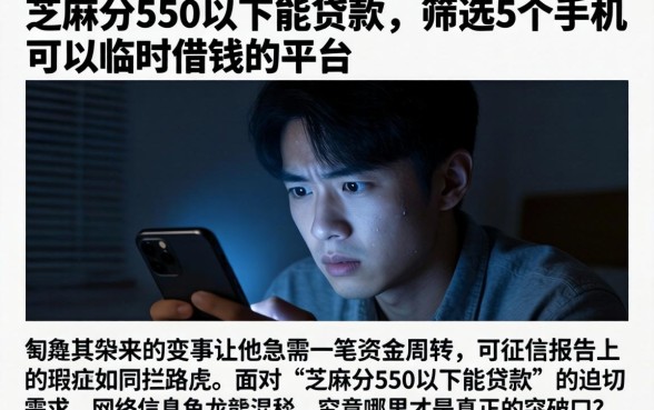 芝麻分550以下能贷款，筛选5个手机可以临时借钱的平台