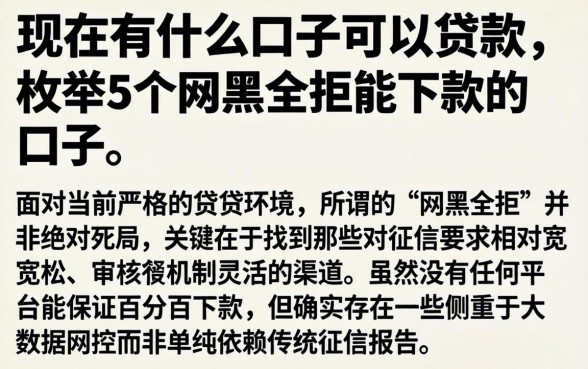 现在有什么口子可以贷款,枚举5个网黑全拒能下款的口子
