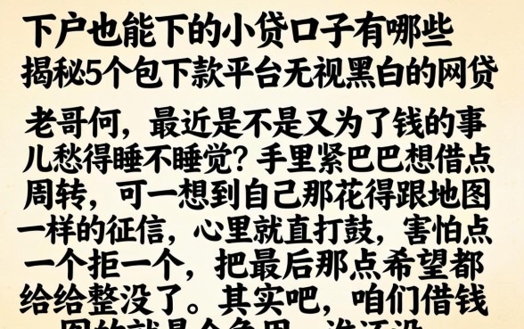 下户也能下的小贷口子有哪些,揭秘5个包下款平台无视黑白的网贷