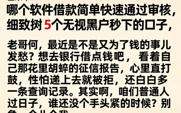 哪个软件借款简单快速通过审核，细致阐述5个无视黑户秒下的口子