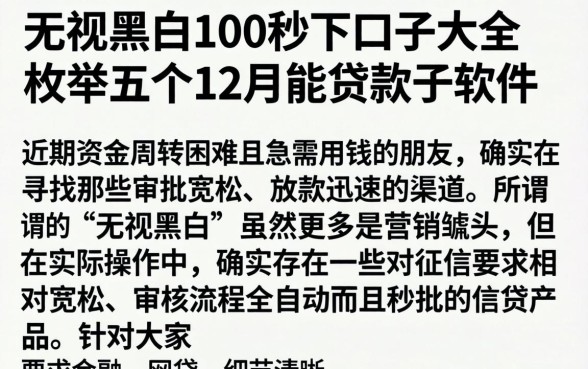无视黑白100秒下口子大全，枚举五个12月能贷款的软件