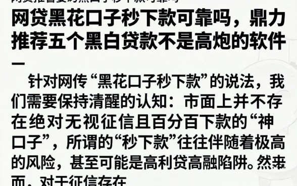 网贷黑花口子秒下款可靠吗,鼎力推荐五个黑白贷款不是高炮的软件