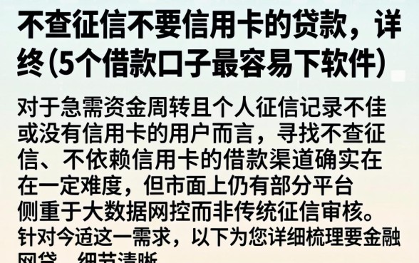 不查征信不要信用卡的贷款,详尽说明5个借款口子最容易下软件