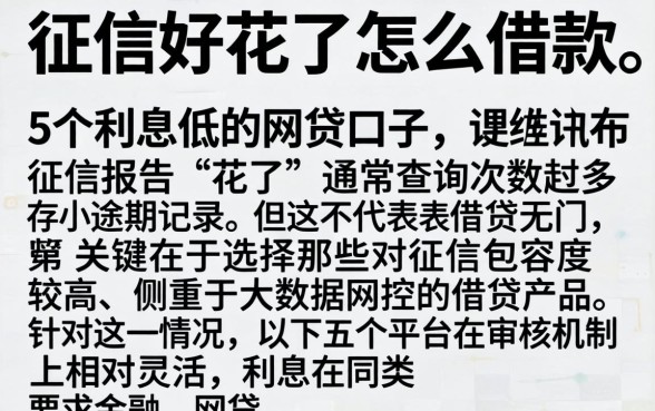 征信好花了怎么借款，详尽说明5个利息低的网贷口子