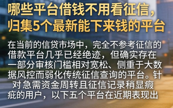 哪些平台借钱不用看征信,归集5个最新能下来钱的平台