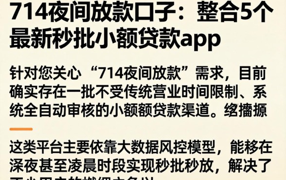 714夜间放款口子，整合5个最新秒批小额贷款app