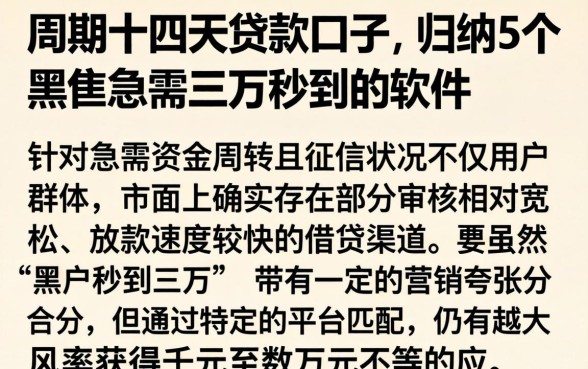 周期十四天的贷款口子,归纳5个黑户急需三万秒到的的软件