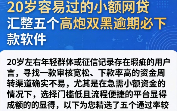 20岁容易过的小额网贷，汇整五个高炮双黑逾期必下款软件