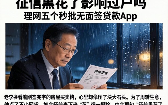 征信黑花了影响过户吗，理出五个秒批无面签贷款app