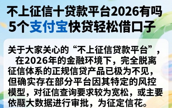 不上征信的贷款平台2026有吗，概括5个支付宝快贷轻松借口子