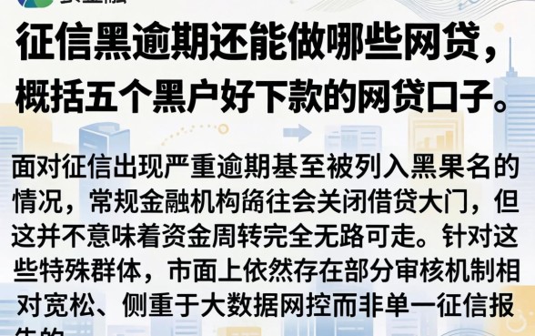 征信黑逾期还能做哪些网贷，概括五个黑户好下款的网贷口子