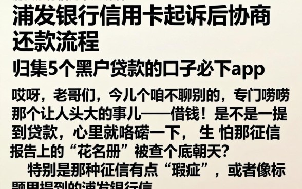 浦发银行信用卡起诉后协商还款流程，归集5个黑户贷款的口子必下app
